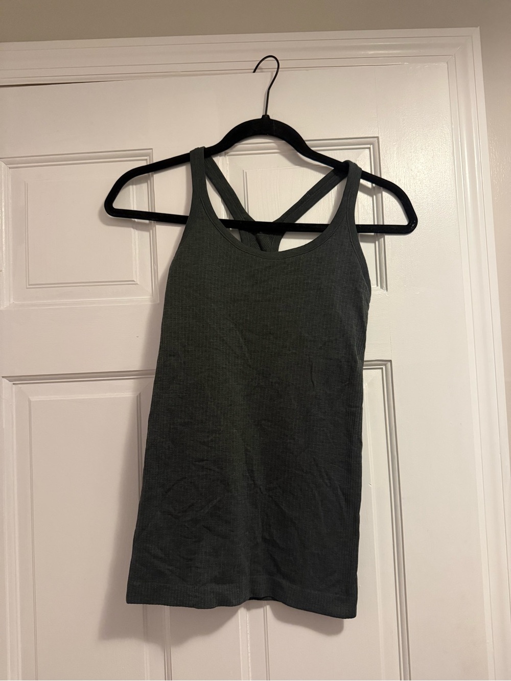 lululemon athletica Dark Olive Ribbed Tank with Crisscross Back